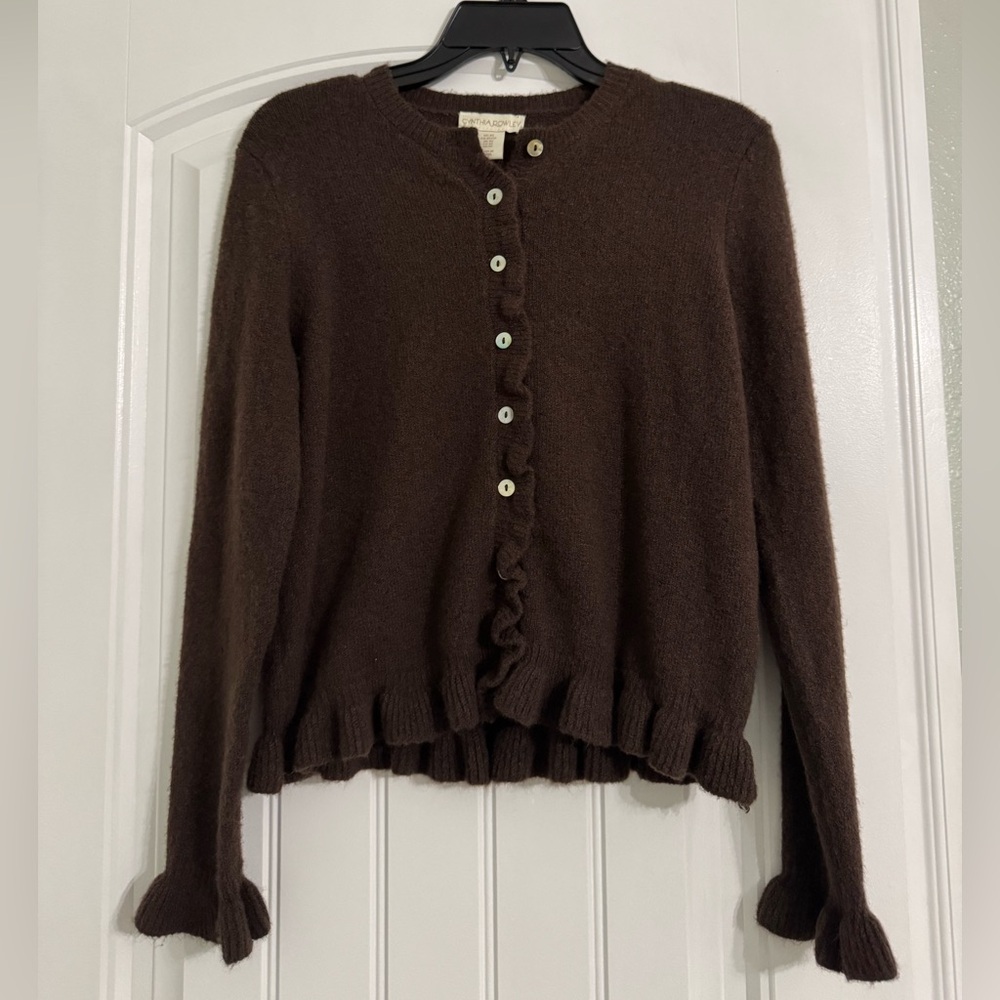 NWOT Brown Fuzzy Button-Up Women's Sweater Cardigan